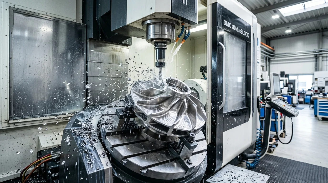 Precision machining of an industrial impeller